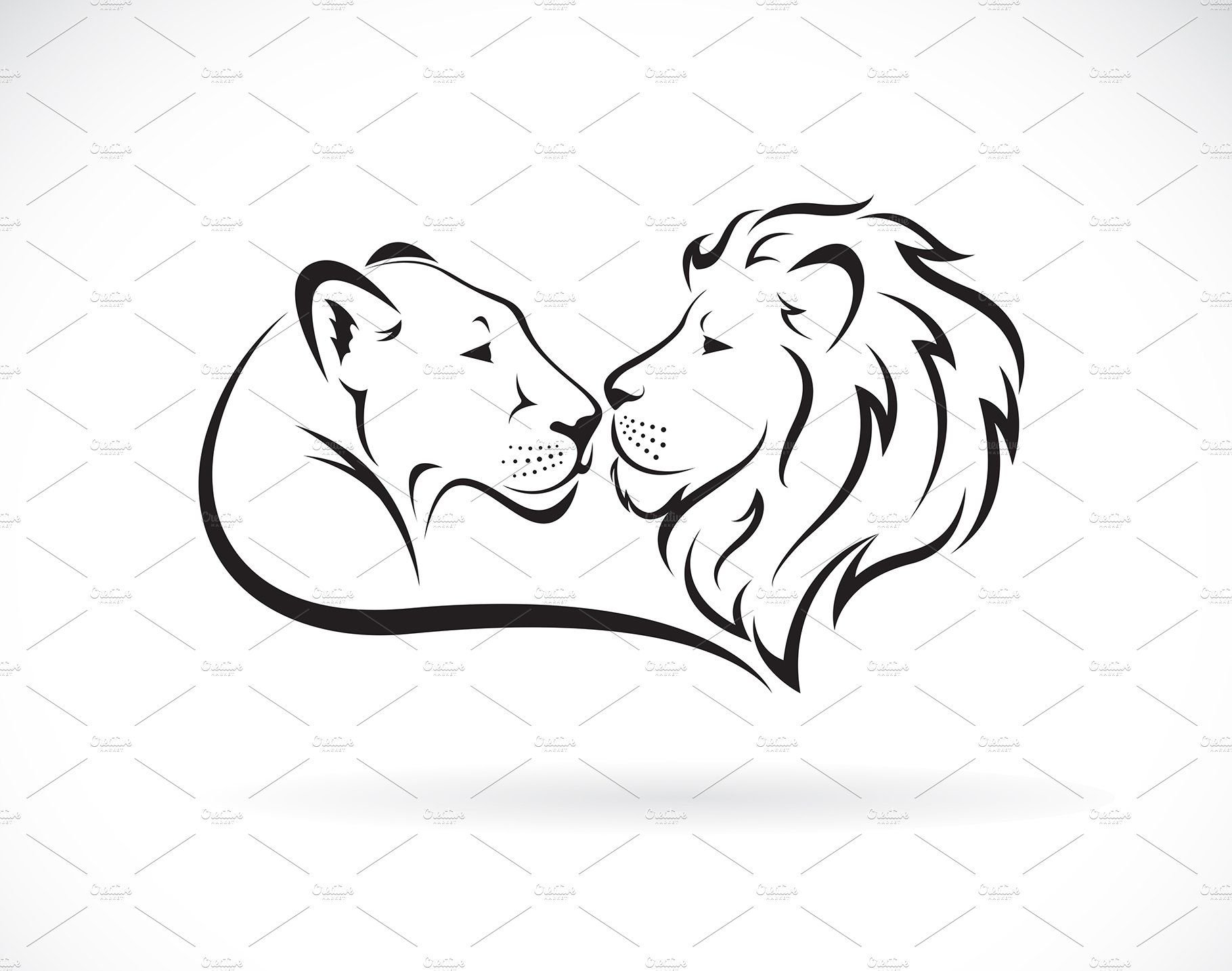 Лев и львица вектор