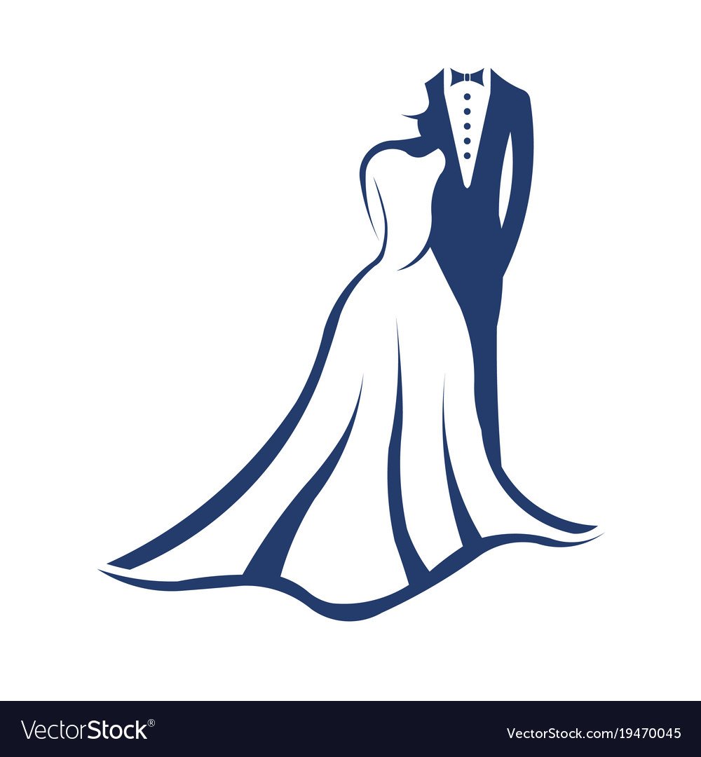 Силуэты платья невесты и жениха