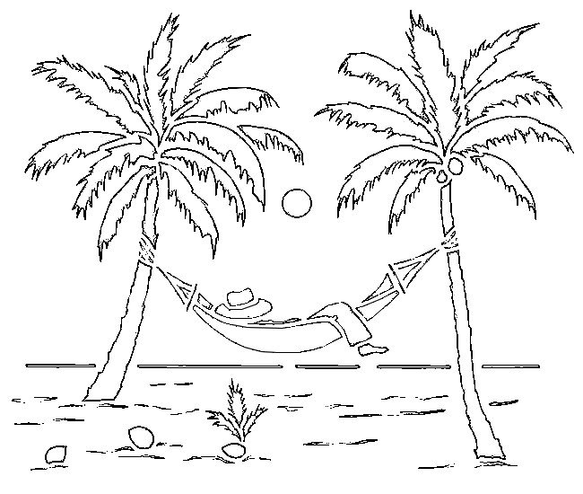 Раскраска море и пальмы