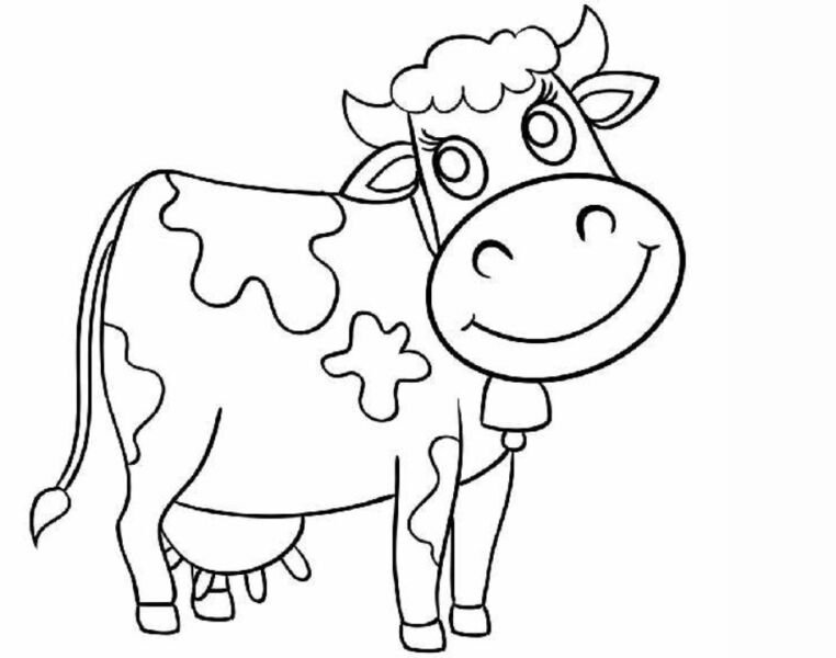 Корова раскраска для детей