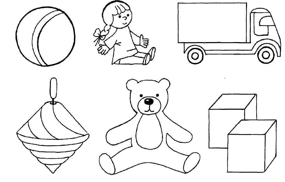 Контурное изображение игрушек для детей