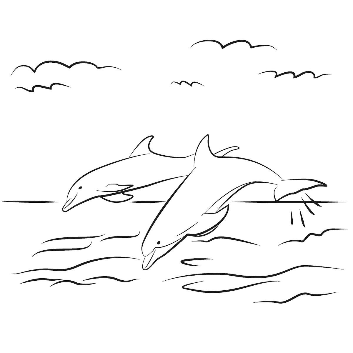 Контур дельфина в море