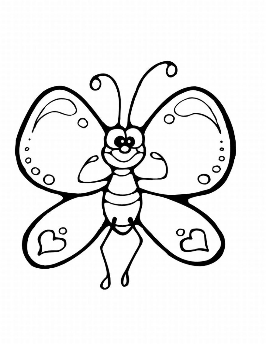 Раскраска бабочка мультяшная