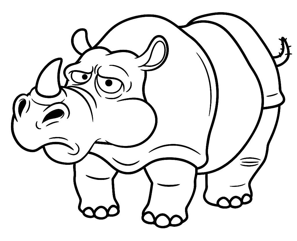 Носорог для раскрашивания для детей