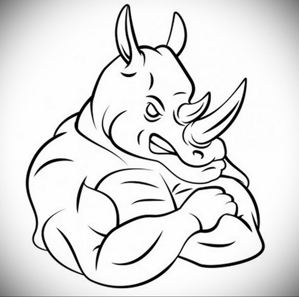Голова носорога контур