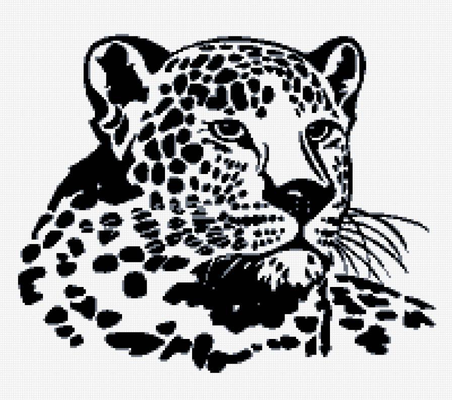 Монохромная вышивка леопард