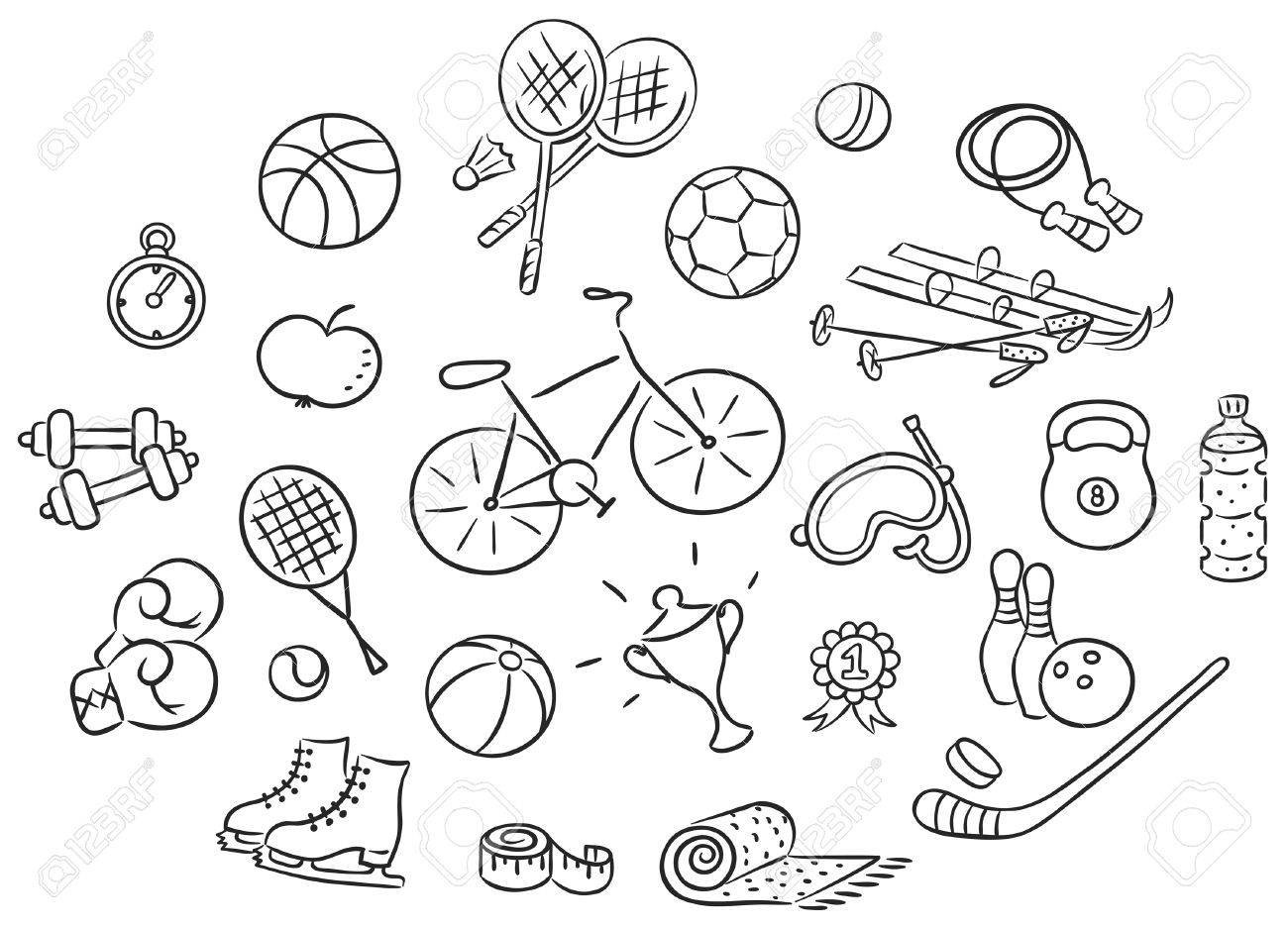 Раскраски для детей предметы спортивный инвентарь