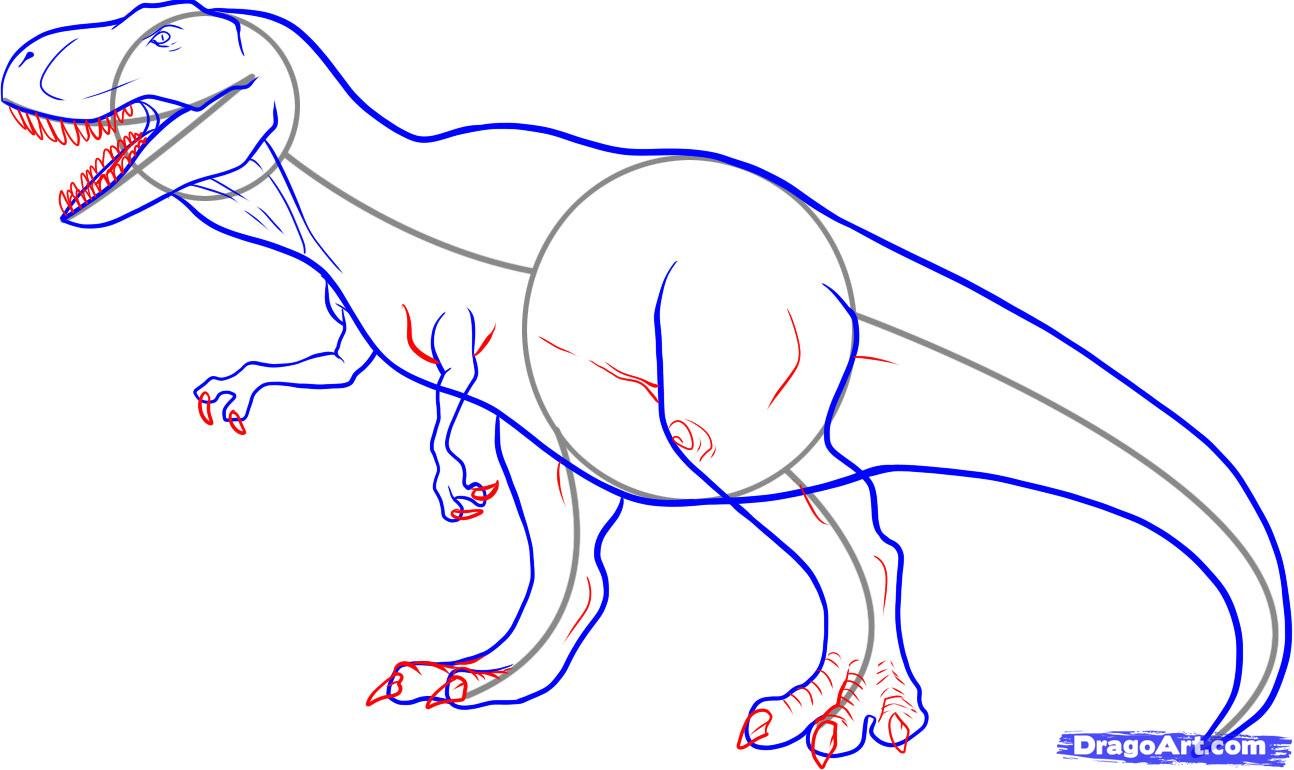 Как нарисовать тираннозавра Рекса для детей