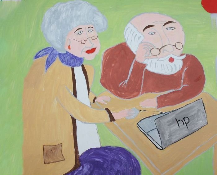 Дедушка и бабушка рисование
