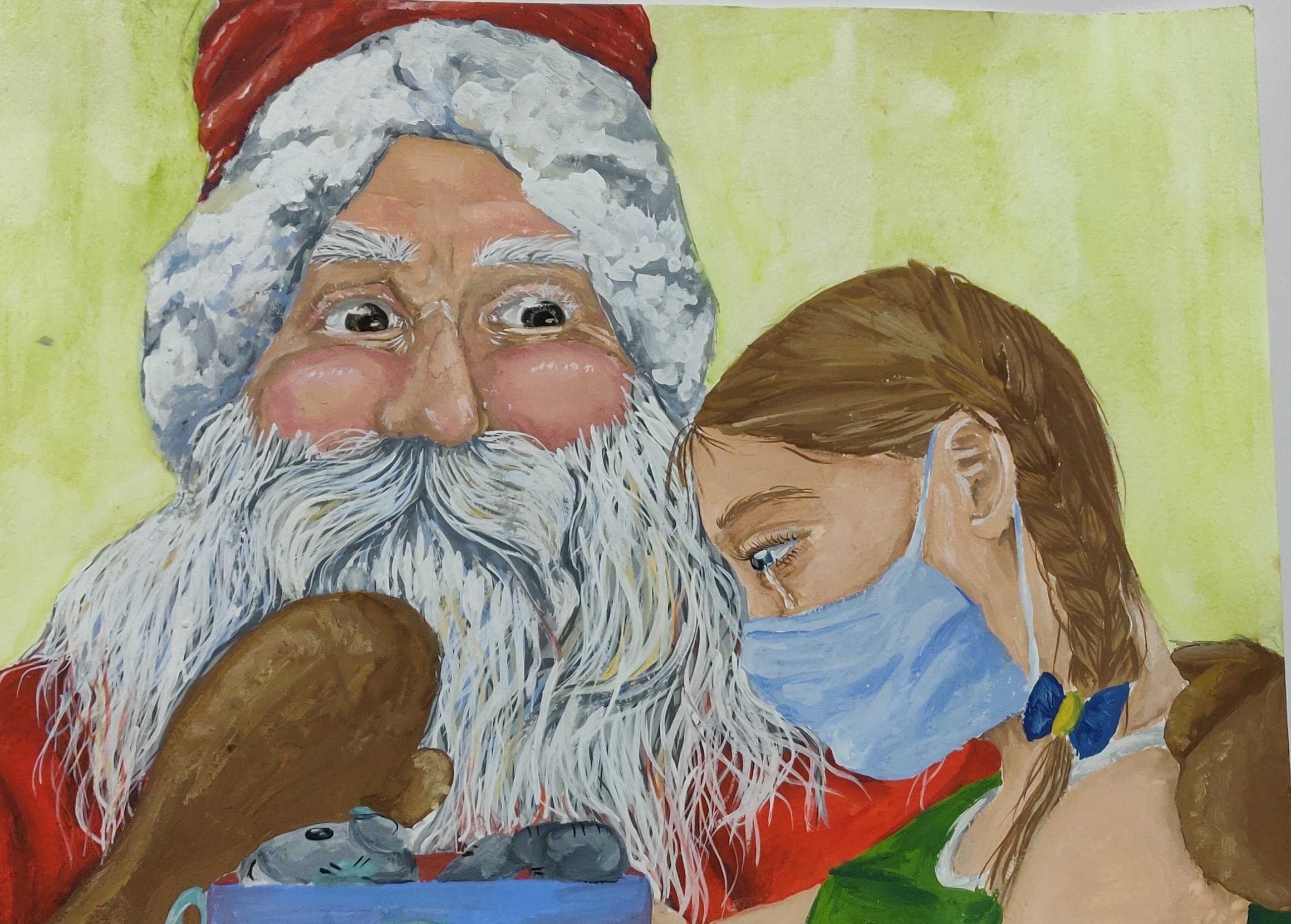 Дед Мороз с маской иллюстрация