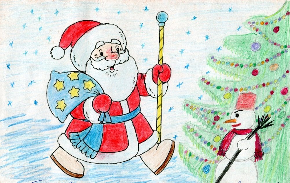 Рисунки на новый год дед Мороз