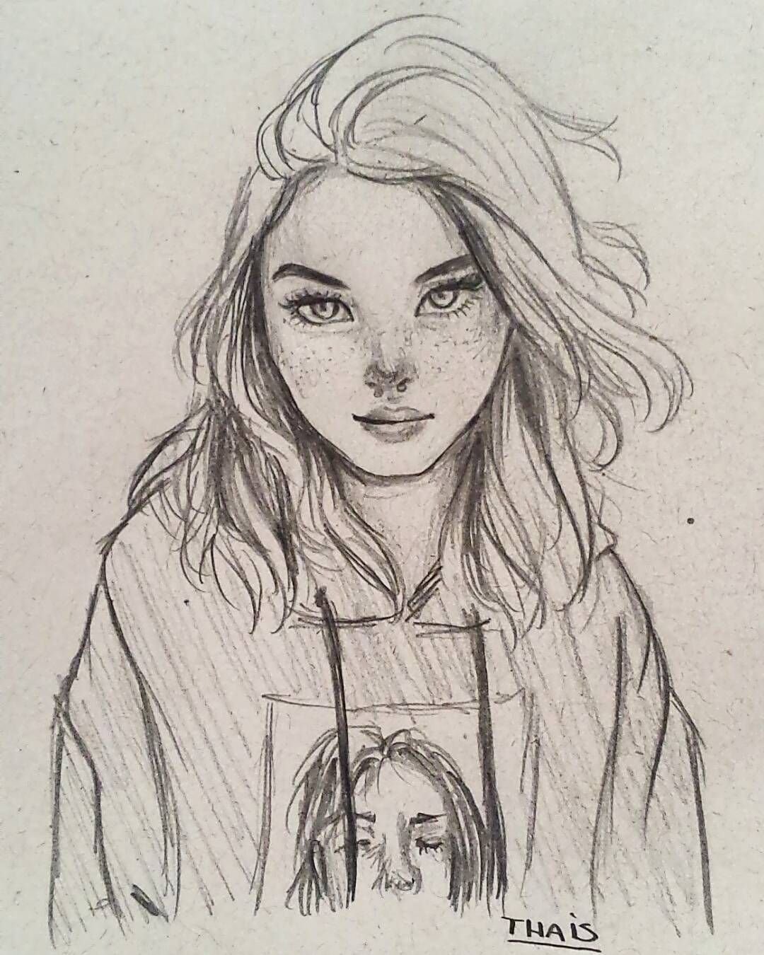 фото девушки рисунок карандашом