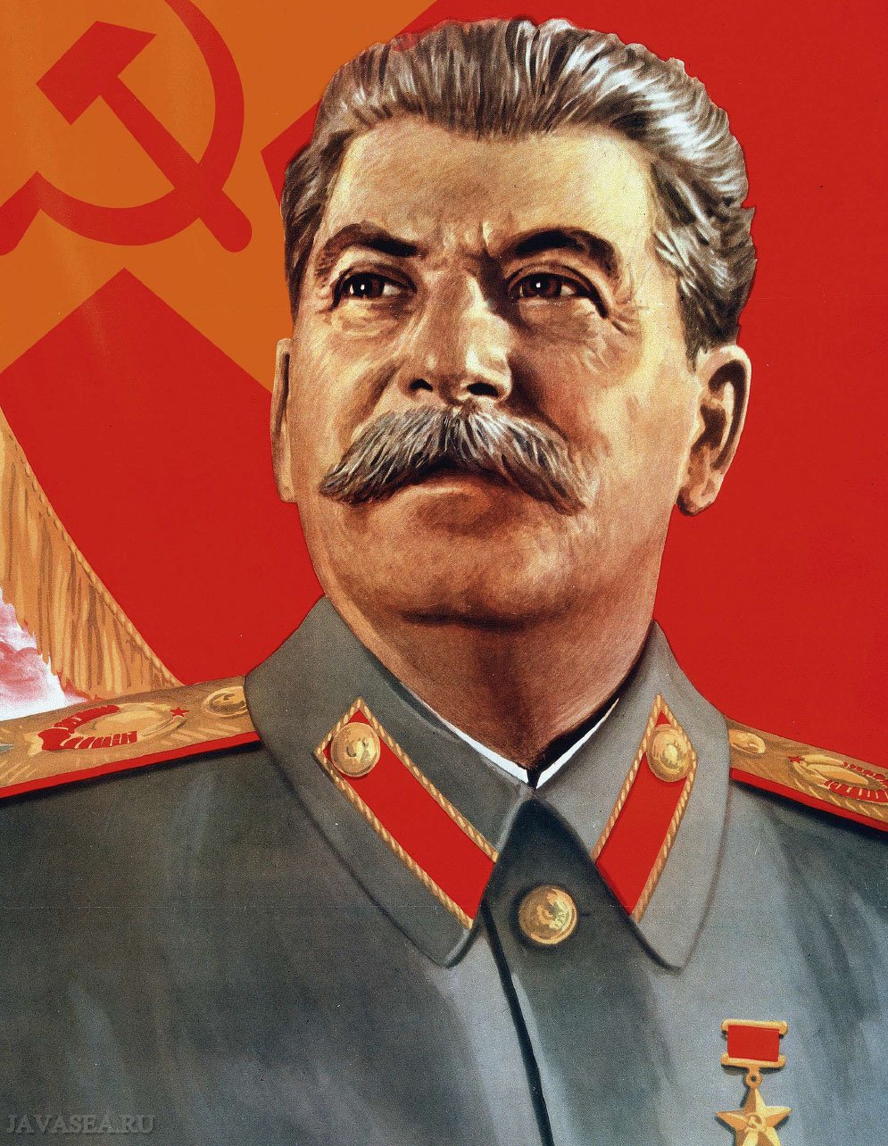 Плакат Слава Сталину великому зодчему коммунизма