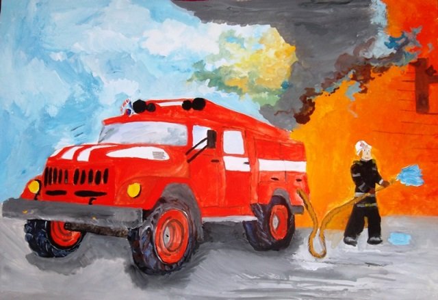 Рисунок на тему пожарник