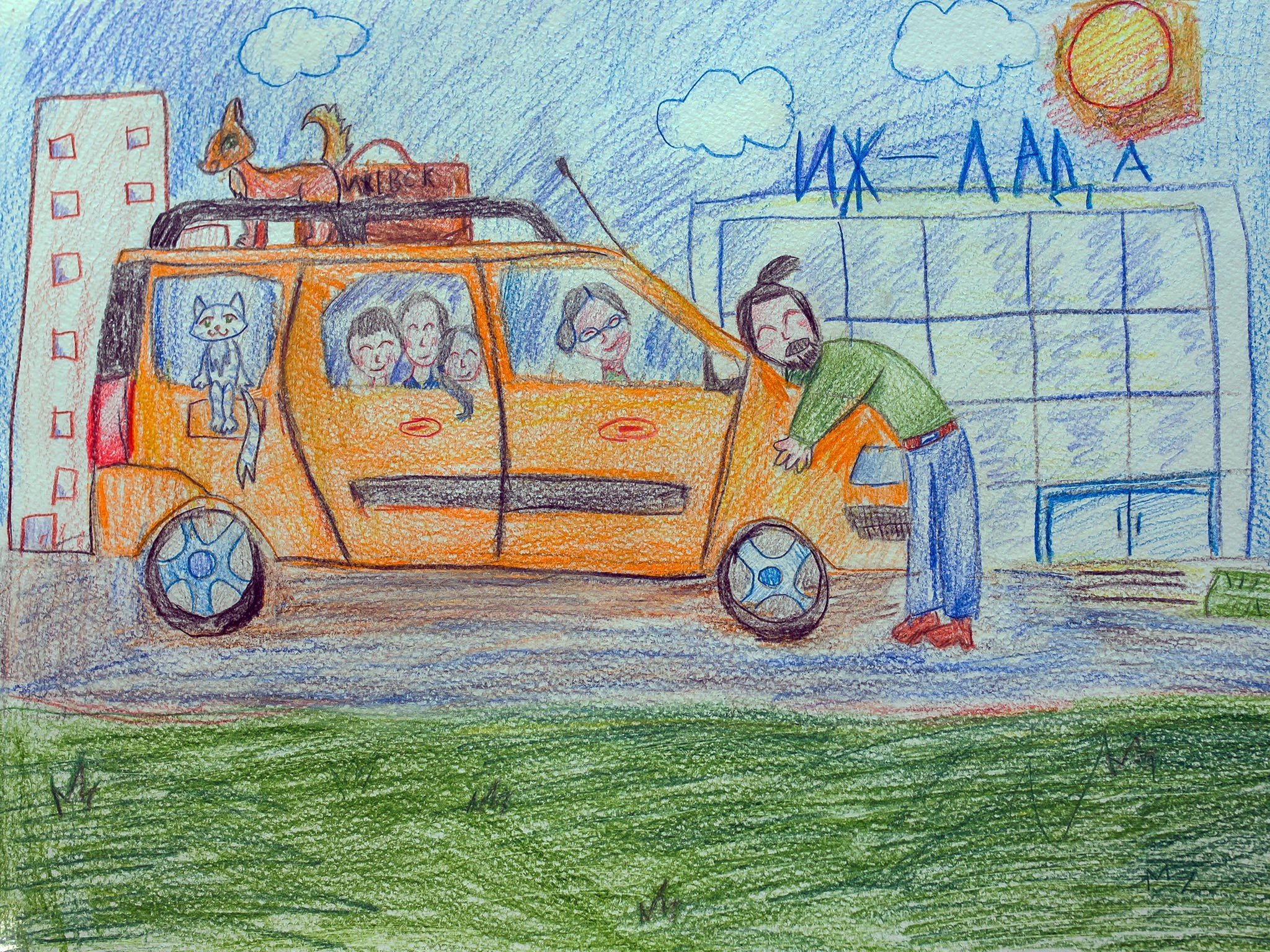 Детский рисунок автомобиля