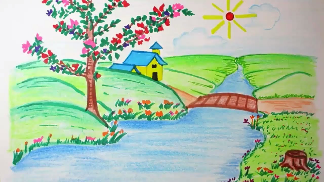 Река Волга рисунок для детей