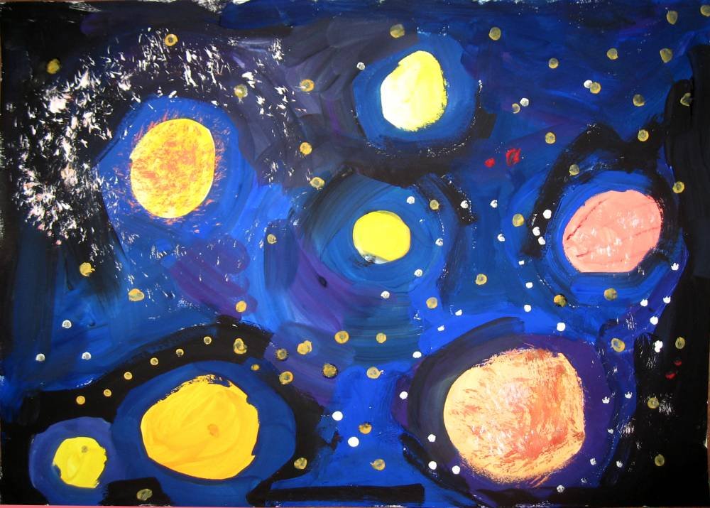 Мастер класс рисования космоса с детьми
