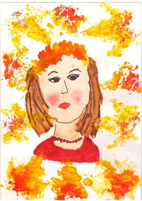 Девушка осень рисунок