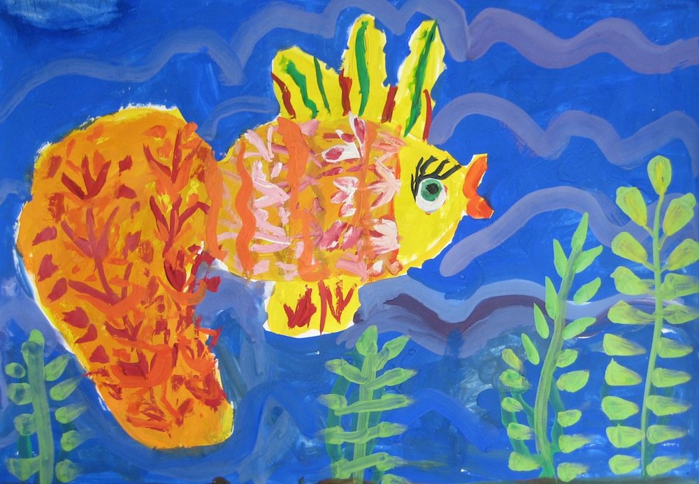 Колдина рисование Золотая рыбка