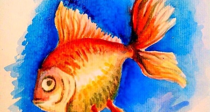 Рисование рыбы красками