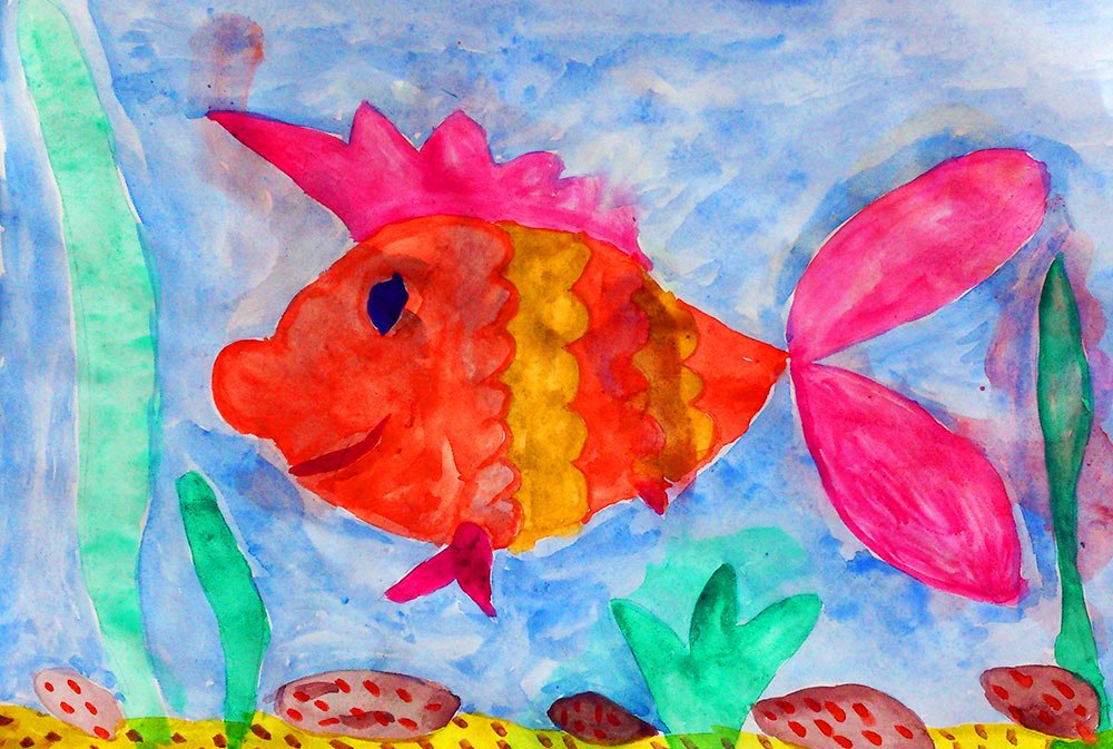 Рыбки красками для детей