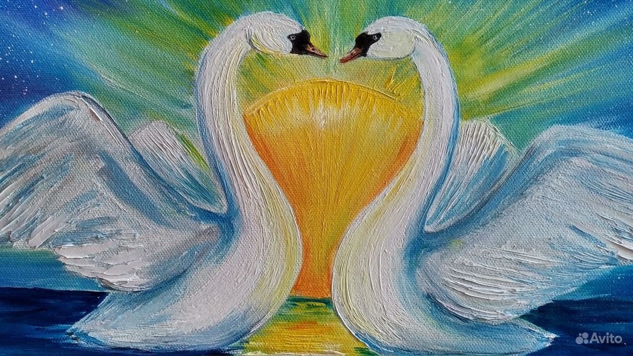 Лебеди рисунок гуашью
