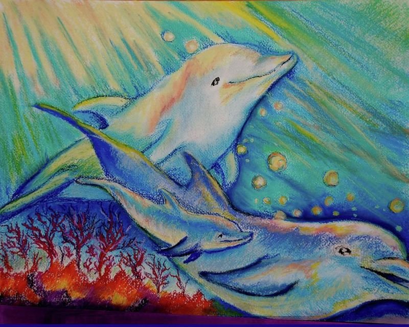 Рисунок дельфина красками