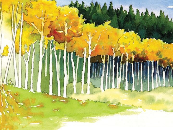 Осенний лес фломастерами