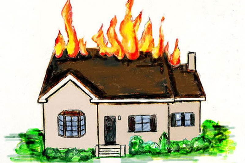 Нарисовать горящий дом