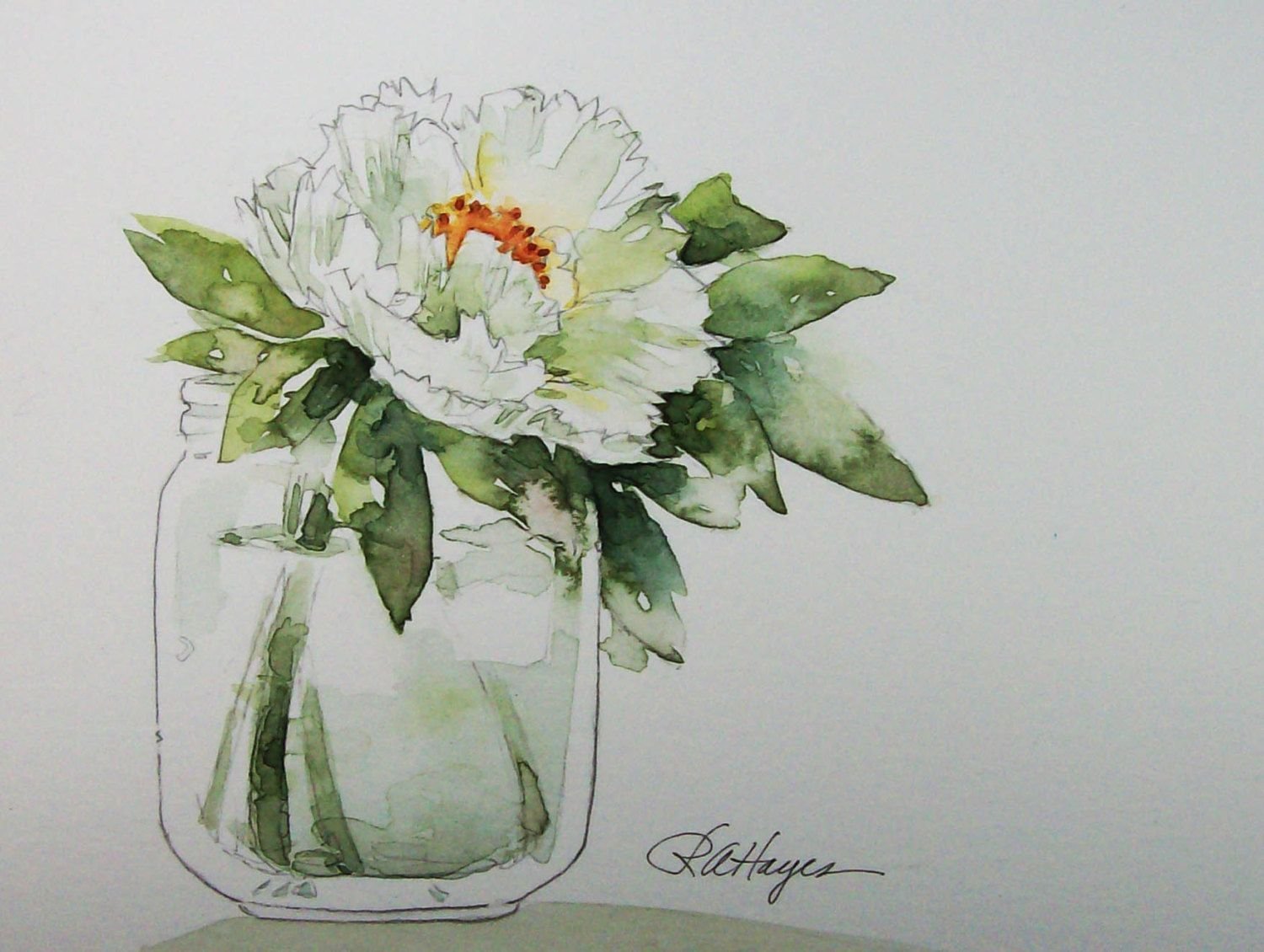 Цветы в вазе акварелью