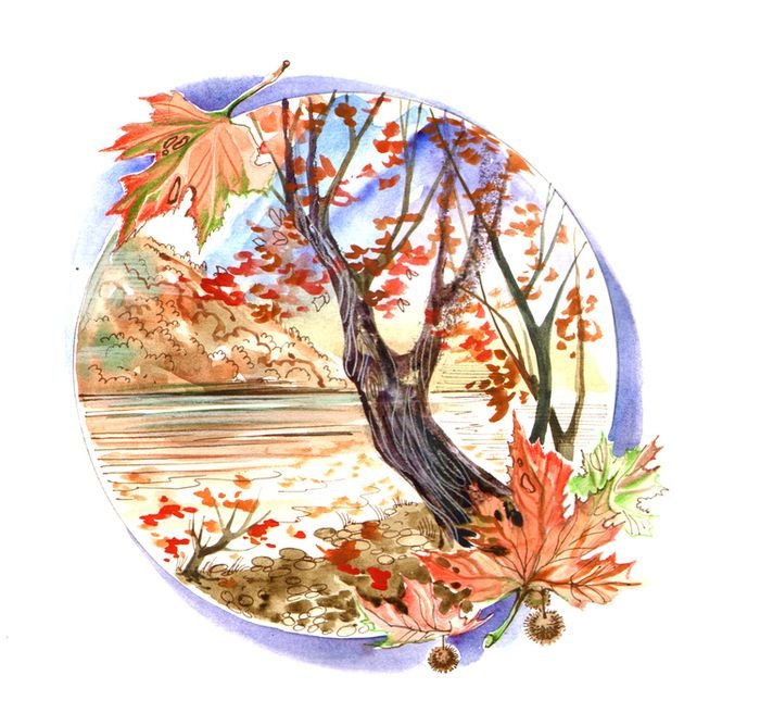 Осенний пейзаж в круге