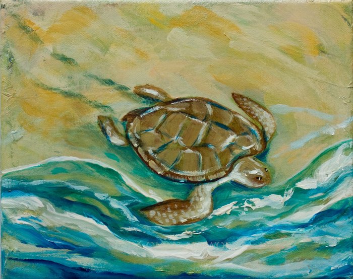 Морская черепаха гуашью