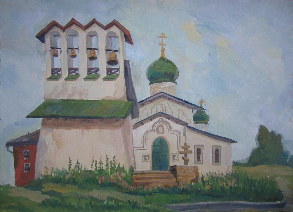 Зарисовка храма Псков