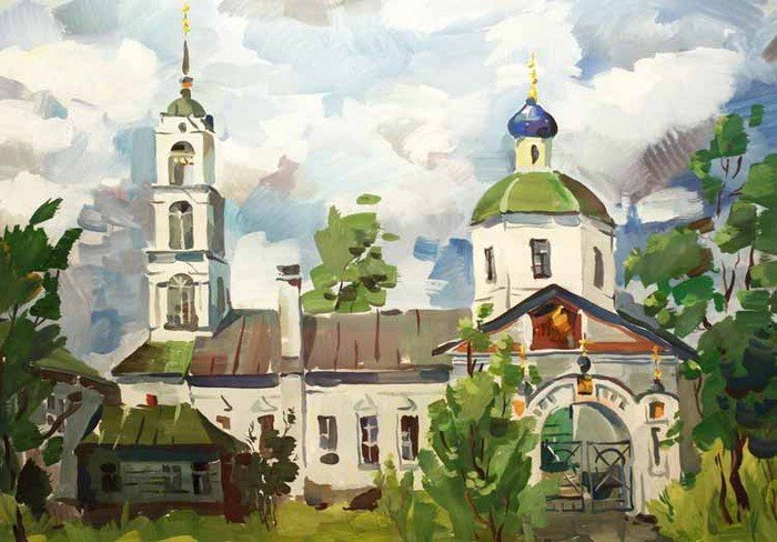 Церковь Преображения Господня Соликамск в гуаши