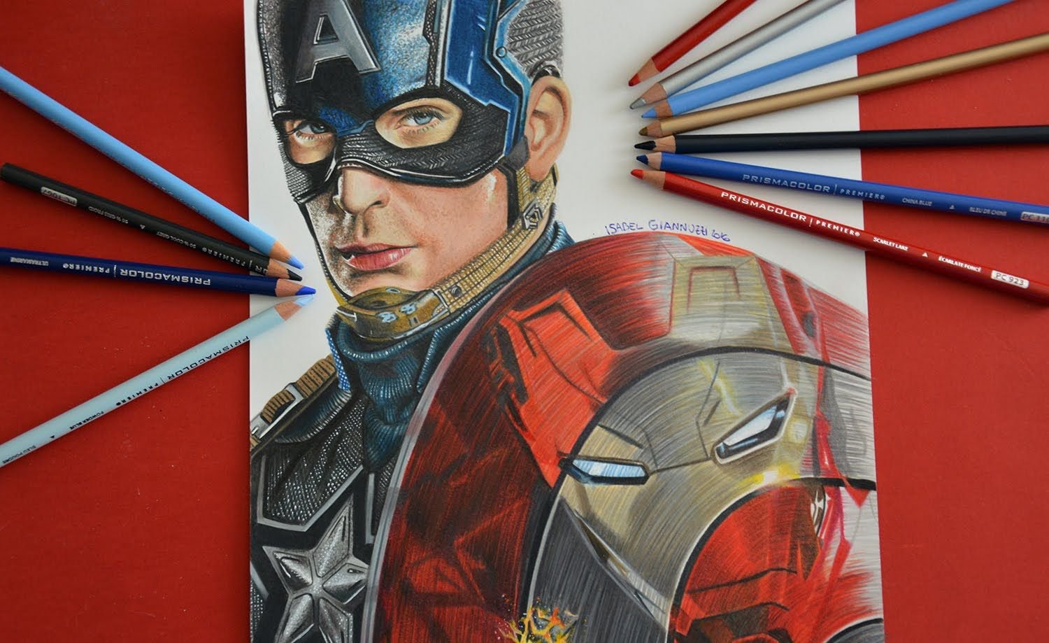 Капитан Америка карандашом цветной