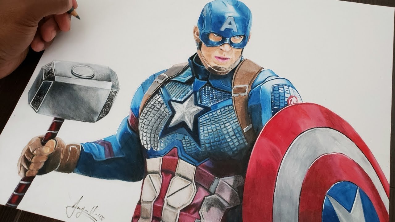 Капитан Америка рисовать