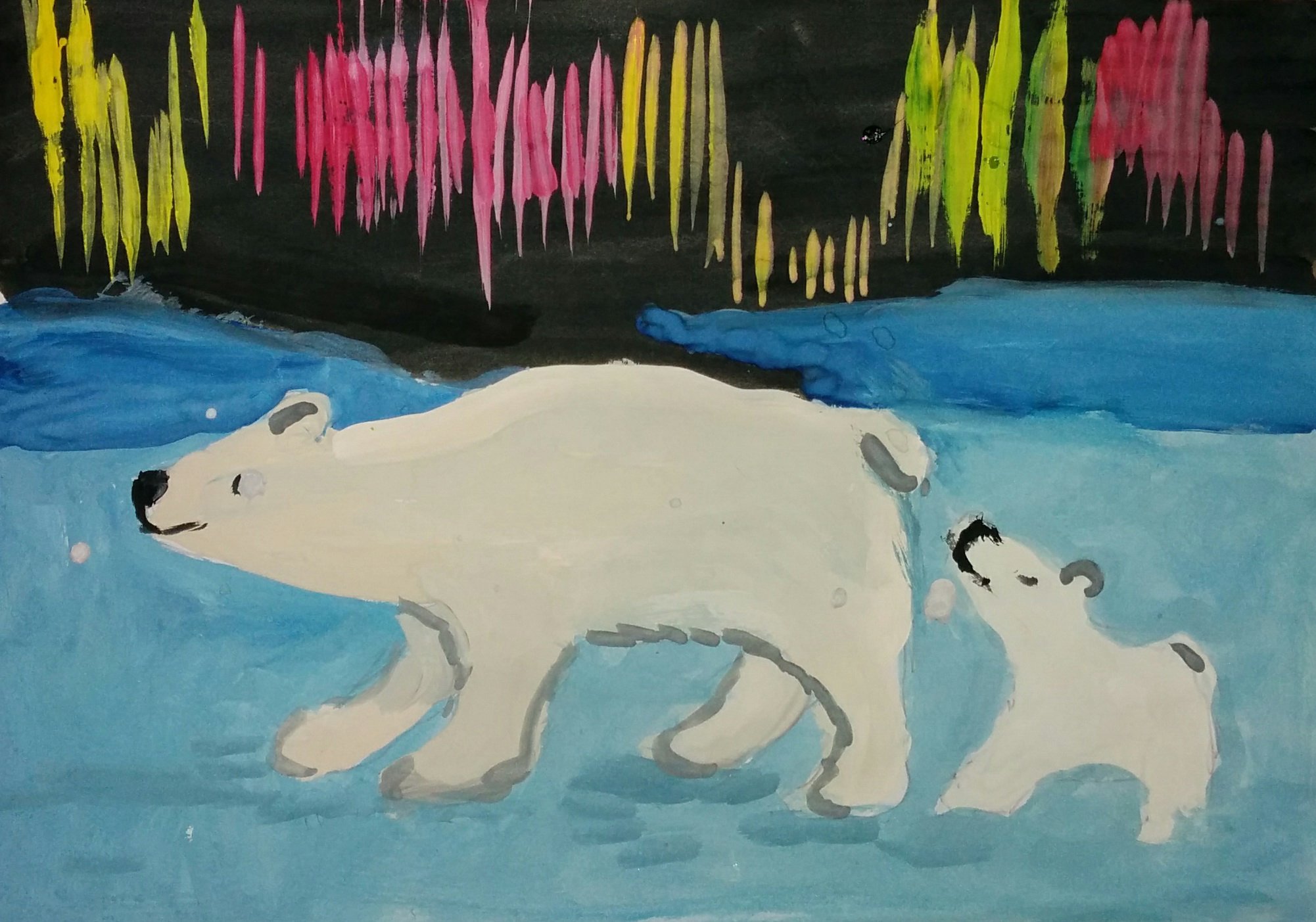 Лыкова белый медведь и Северное сияние