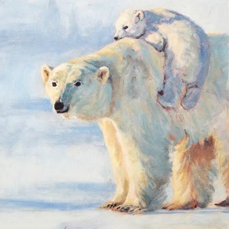 Белый медведь гуашью