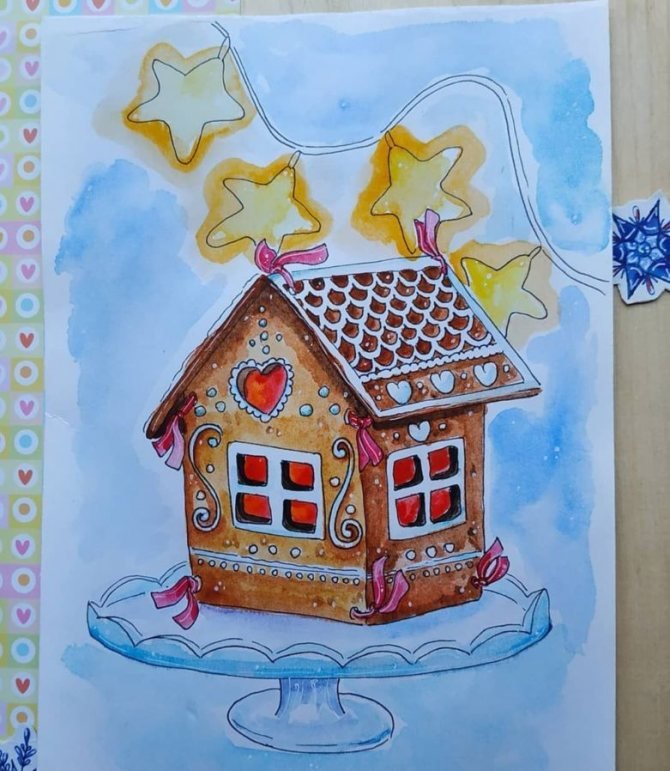 Рисование с детьми Пряничный домик