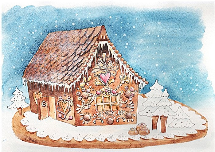 Новогодний Пряничный домик иллюстрация