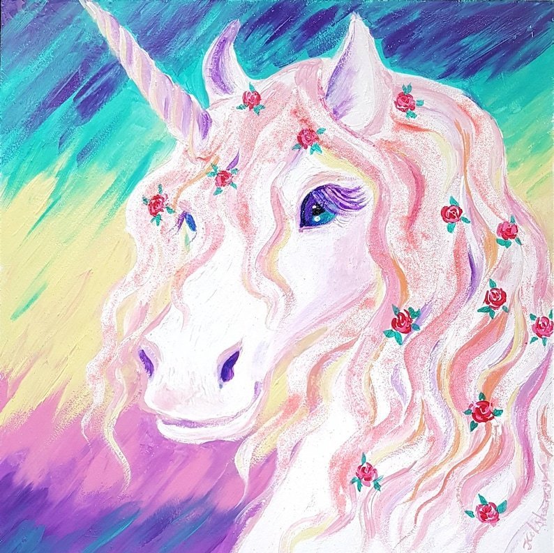 Рисунки гуашью Единорог