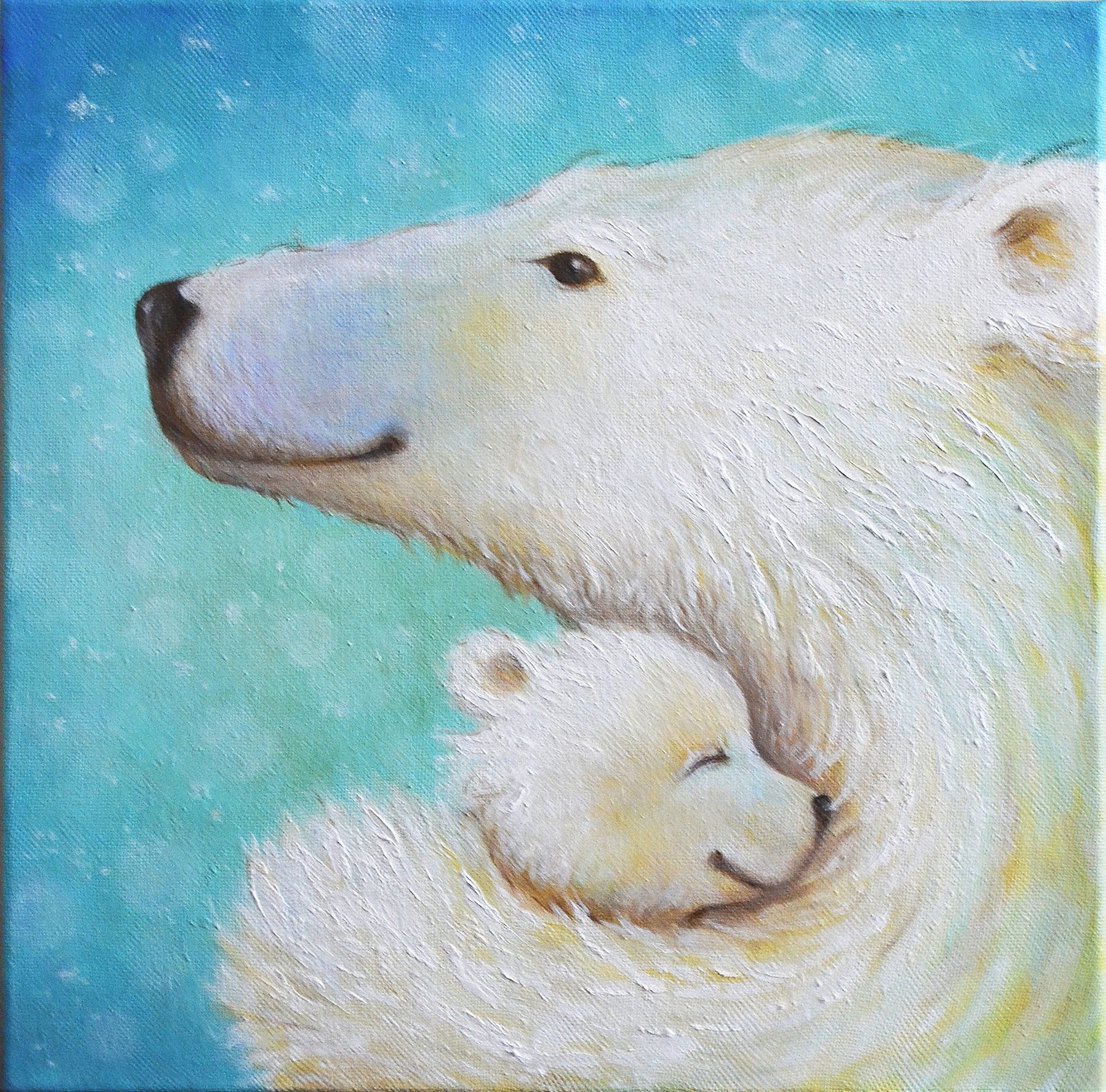 Белый медведь живопись