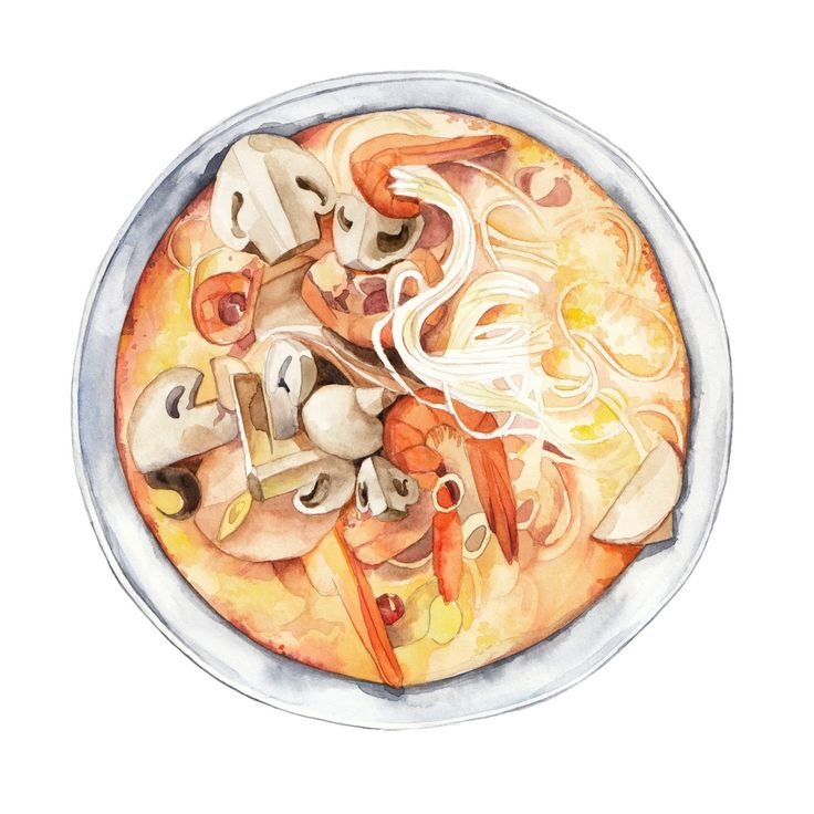 Кусок пиццы акварелью
