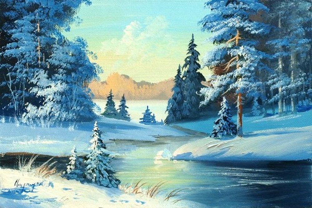 Зима пейзаж живопись