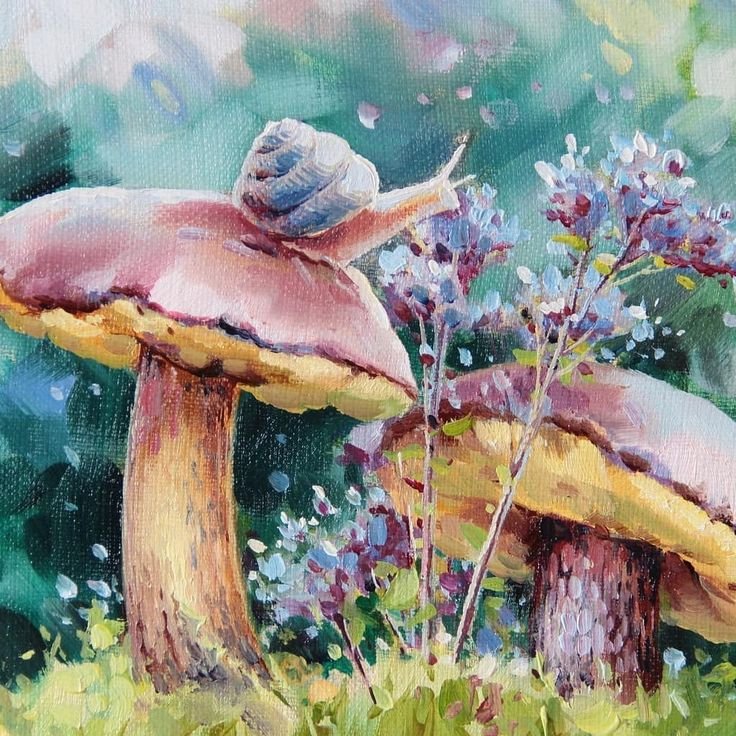 Картина маслом грибы Натальи Головиной