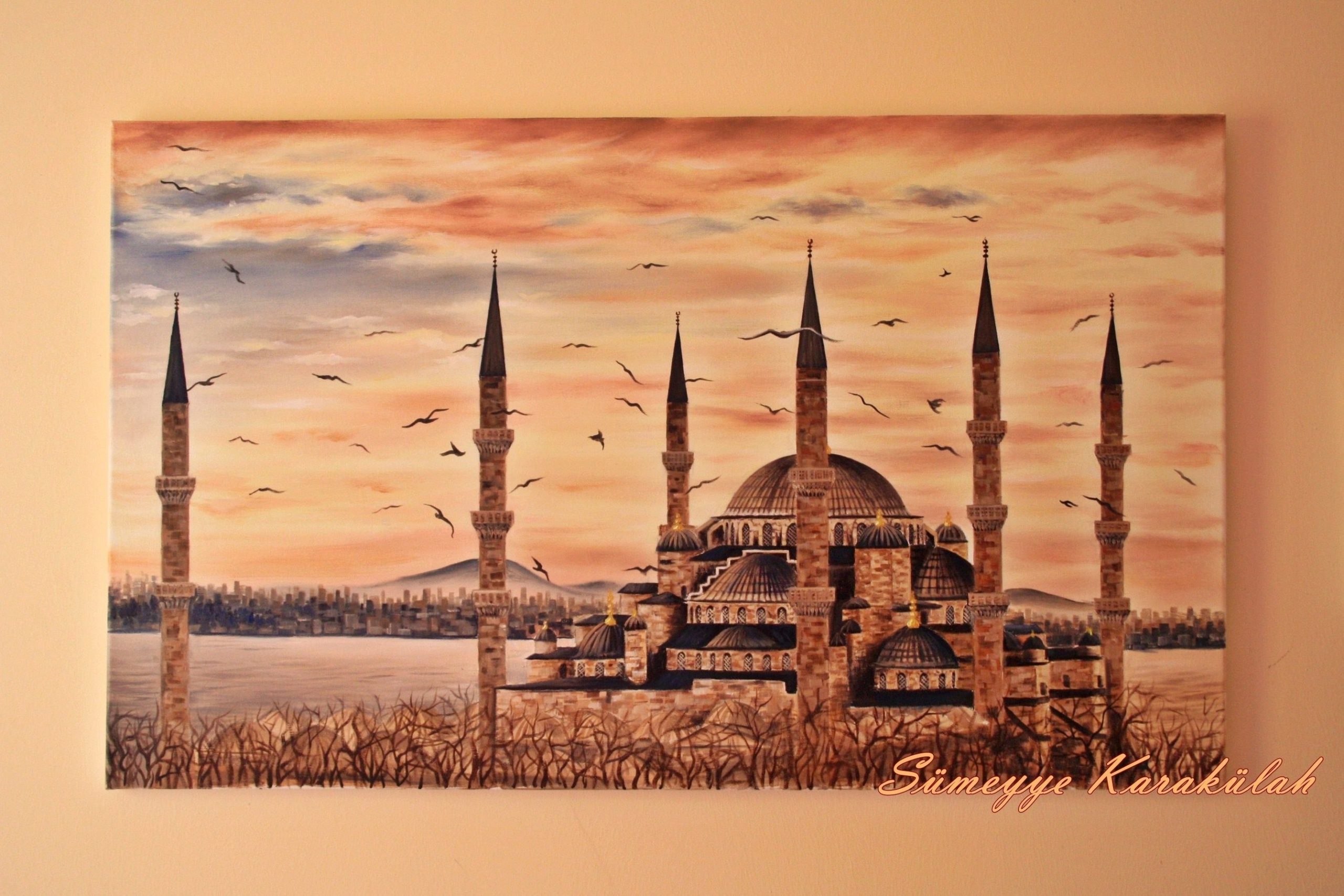 Акварель Стамбул голубая мечеть