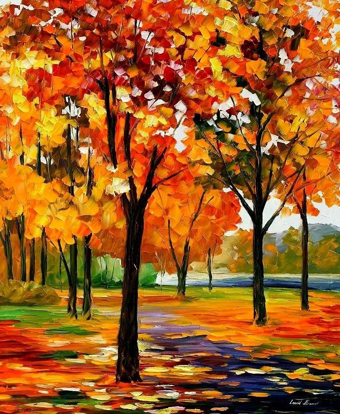 Осенний пейзаж красками