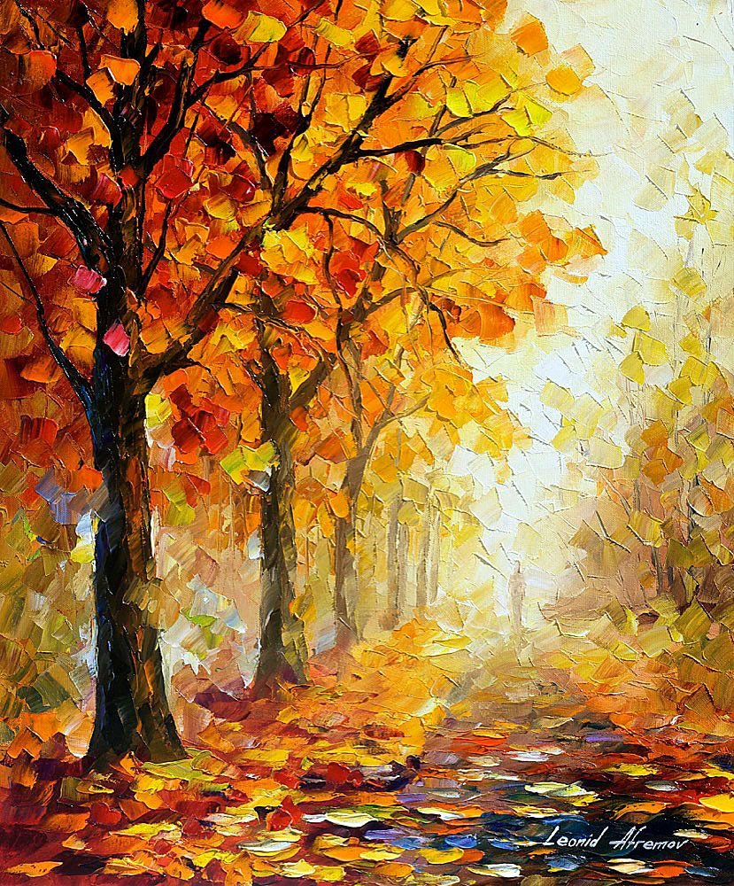 Осенний пейзаж гуашью