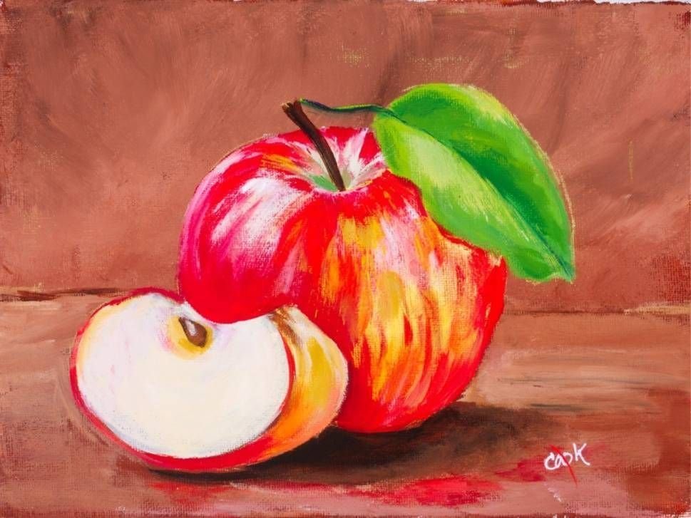 Рисование фруктов красками
