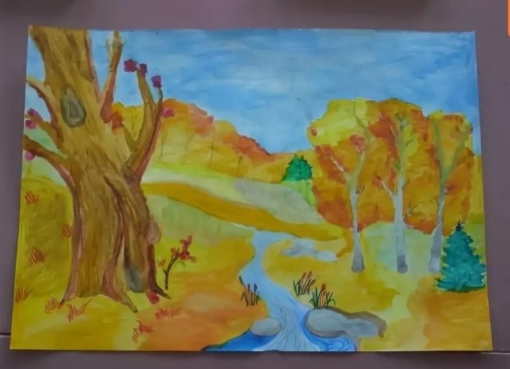 Осенний пейзаж для детей в детском саду
